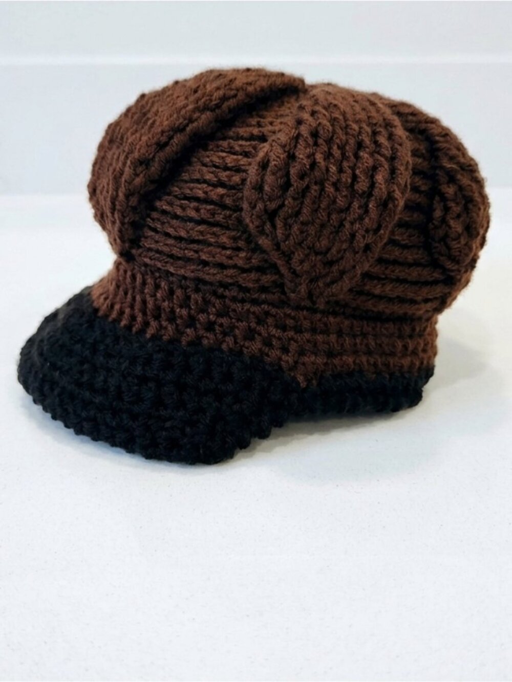 embossed crocheted newsboy hat